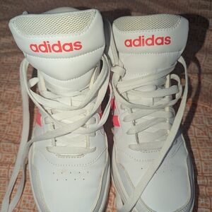 Adidas White and Pink High-Top Sneakers